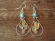 Navajo Indian Nickel Silver Turquoise Cactus Dangle Earrings - Tolta