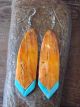 Navajo Indian Jewelry Spiny Oyster Turquoise Slab Dangle Earrings! Pete