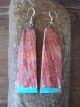 Navajo Indian Jewelry Spiny Oyster Turquoise Slab Dangle Earrings! Pete