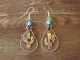 Navajo Indian Nickel Silver Turquoise & Coral Cactus Dangle Earrings - Tolta