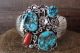 Navajo Indian Sterling Silver Turquoise Coral Stone Bracelet -Shirley Largo