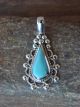 Navajo Indian Sterling Silver Turquoise Pendant by Yazzie