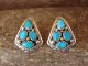 Navajo Indian Sterling Silver Turquoise Cluster Post Earrings! by MC