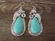 Navajo Indian Sterling Silver Turquoise Dangle Earrings by Davey Morgan