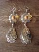 Navajo Indian Nickel Silver Spiny Oyster Concho Dangle Earrings - Tolta