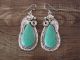 Navajo Indian Sterling Silver Turquoise Dangle Earrings by Davey Morgan