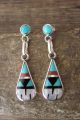 Zuni Indian Jewelry Sterling Silver Inlay Post Earrings - Boone