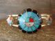 Zuni Indian Jewelry Sterling Silver Blue Opal Inlay Sunface Bracelet - 