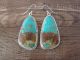 Navajo Indian Sterling Silver Turquoise Dangle Earrings by Verley Betone