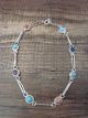 Zuni Indian Sterling Silver 8 Multi Stone Turquoise Link Bracelet by Laweka