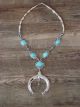 Navajo Indian Sterling Silver & Turquoise  Naja Necklace by Sardo
