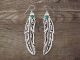 Navajo Sterling Silver Turquoise Feather Dangle Earrings by T&R Singer