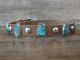 Navajo Sterling Silver & Turquoise Leather Dog Collar - Signed CR