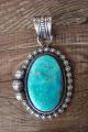 Navajo Indian Sterling Silver Kingman Turquoise Pendant - R. Begay