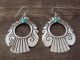 Navajo Indian Sterling Silver Turquoise Dangle Earrings by T&R Singer