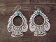 Navajo Indian Sterling Silver Turquoise Dangle Earrings by T&R Singer