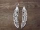 Navajo Indian Sterling Silver Feather Dangle Earrings by T&R Singer