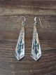 Navajo Sterling Silver Turquoise & Coral Chip Inlay Dangle Earrings by J. Yazzie