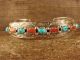 Navajo Indian Sterling Silver Turquoise Coral Bracelet - GS