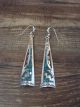 Navajo Sterling Silver Turquoise & Coral Chip Inlay Dangle Earrings by J. Yazzie