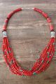 Navajo Indian Sterling Silver Coral and Turquoise Gemstone Beaded Necklace T&R Singer