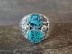 Navajo Sterling Silver & Turquoise Ring Signed Spencer - Size 13
