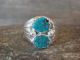 Navajo Sterling Silver & Turquoise Ring Signed Spencer - Size 10.5