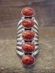 Navajo Indian Sterling Silver Spiny Oyster Ring -Thomas Yazzie - Size 7