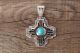Navajo Indian Jewelry Sterling Silver Turquoise Zia Symbol Pendant -A. Spencer