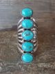 Navajo Indian Sterling Silver Turquoise Row Ring -Thomas Yazzie - Size 6