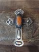 Navajo Indian Sterling Silver & Spiny Oyster Cross Clip Pendant - M. Cayatineto