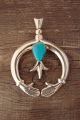 Navajo Indian Sterling Silver Turquoise Cast Naja Pendant - M. Parkhurst