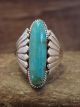 Navajo Indian Jewelry Sterling Silver Turquoise Ring Size 10.5 - Coho