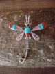 Zuni Indian Sterling Silver Turquoise Inlay Dragonfly Pin/Pendant! L. Ahiyite