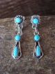 Zuni Indian Jewelry Sterling Silver Turquoise Earrings - Audrey Gchachu