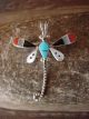 Zuni Indian Sterling Silver Turquoise Inlay Dragonfly Pin/Pendant! L. Ahiyite