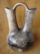 Acoma Indian Horse Hair Pottery Floral Wedding Vase - Louis