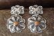 Navajo Sterling Silver Orange Spiny Oyster Concho Earrings - Joan Begay