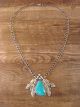 Native American Jewelry Turquoise Sterling Silver Feather Link Necklace by Annie Spencer