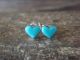 Zuni Indian Sterling Silver Turquoise Heart Post Earrings - Lalio