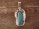 Navajo Hand Stamped Sterling Silver Turquoise Pendant by Davey Morgan