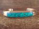 Navajo Indian Sterling Silver Blue Lab Opal Inlay Bracelet - M. Yazzie