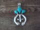 Navajo Indian Sterling Silver Turquoise Naja Pendant by Yazzie