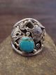 Navajo Sterling Silver & Turquoise Lobo Wolf Ring by Saunders -  Size 12.5