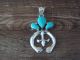 Navajo Indian Sterling Silver Turquoise Naja Pendant by Yazzie