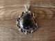 Navajo Indian Nickel Silver Onyx Pendant by Jackie Cleveland
