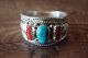 Native American Jewelry Sterling Silver Turquoise Coral Ring! Size 14  - Begaye