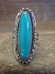 Navajo Indian Sterling Silver Turquoise Ring by Garcia - Size 9
