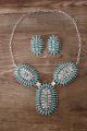 Navajo Sterling Silver Turquoise Necklace and Earring Set by Nathaniel Nez