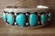 Navajo Indian Sterling Silver Turquoise Stone Row Bracelet - Wilbur Myers